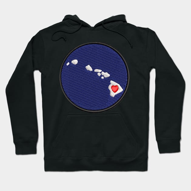 Hawaiian Islands Love Patch Hoodie by HaleiwaNorthShoreSign